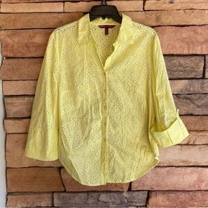 MacDougal & Houston yellow button up collared shirt EUC XL